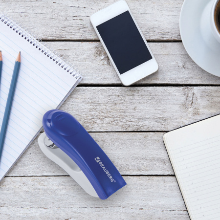 Степлер №24/6, 26/6 BRAUBERG "Original", до 25 листов, синий, 222534 - Степлеры настольные