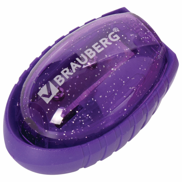 Точилка BRAUBERG "Shuttle", с контейнером, эллиптическая, ассорти, 1 шт, 222505 - Точилки ручные