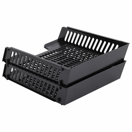 Лотки горизонтальные для бумаг, НАБОР 2 шт. (358х272х177,5 мм), сетчатые, черные, BRAUBERG-MAXI, 231360 - Лотки горизонтальные (поддоны)