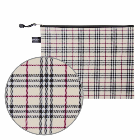 Папка-конверт СУПЕР КОМПЛЕКТ на молнии, 6 штук (А4 - 2 шт., А5 - 4 шт.), ткань в клетку, BRAUBERG, 271350 - Папки-конверты на молнии