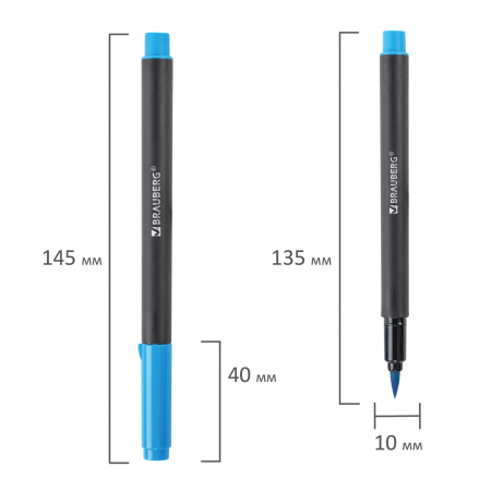 Фломастеры с наконечником-кистью 12 цветов, вентилируемый колпачок, BRAUBERG "PREMIUM", 152195 - Фломастеры классические