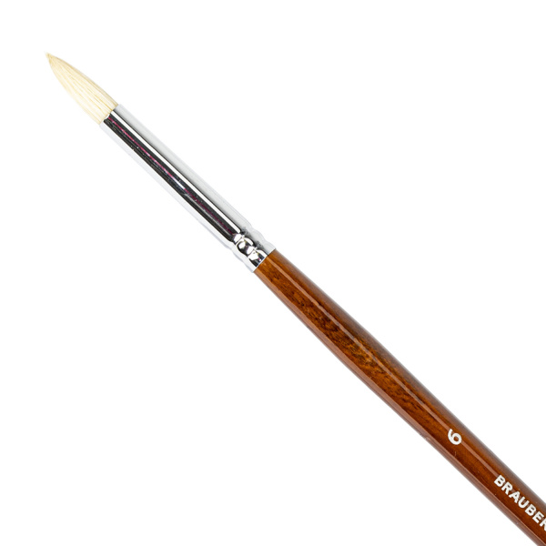 Кисти художественные BRAUBERG ART, набор 4 шт. (щетина круглая № 4, 6, плоская № 10, веерная № 4), 200945 - Кисти художественные в наборах