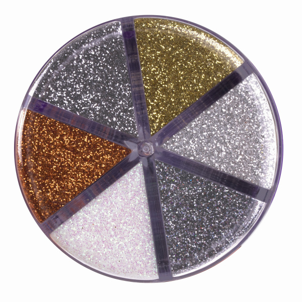 Блестки (глиттер) для декора, поделок, DIY, творчества, оформления, ОСТРОВ СОКРОВИЩ, МЕТАЛЛИК, диспенсер с дозатором, 6 цв по 10 г, 662224 - Блестки для декора