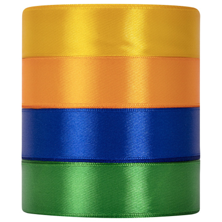 Лента атласная ширина 25 мм, набор №2 4 цвета по 23 м, BRAUBERG, 591502 - Ленты для декора, рукоделия и упаковки подарков