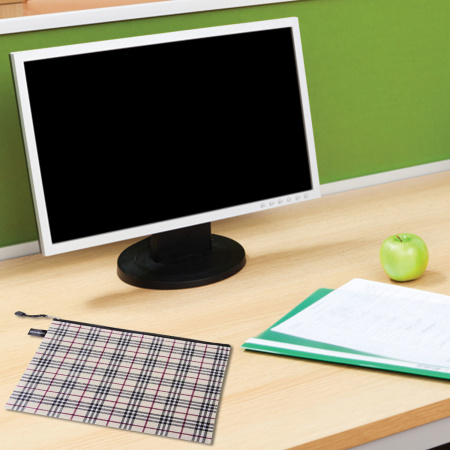 Папка-конверт на молнии А4 (335х243 мм), ткань в клетку, BRAUBERG "Checked", 223892 - Папки-конверты на молнии