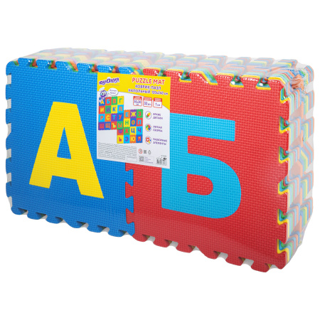 Коврик-пазл напольный 2,4х1,2 м, мягкий, "Алфавит", 32 элемента 30х30 см, толщина 1 см, ЮНЛАНДИЯ, 664657 - Игрушки развивающие