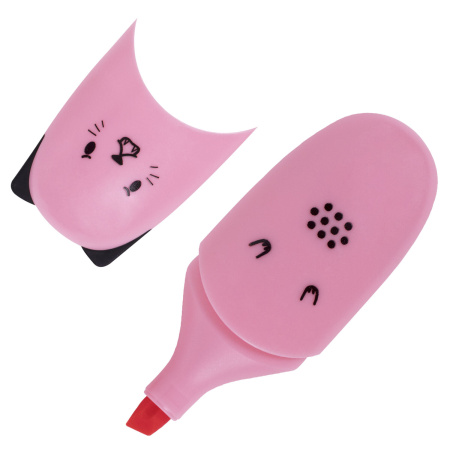 Текстовыделитель мини BRAUBERG KIDS "CUTE CATS PASTEL", АССОРТИ В ПЛАСТИКОВОЙ БАНКЕ, линия 1-5 мм, 152434. - Текстовыделители