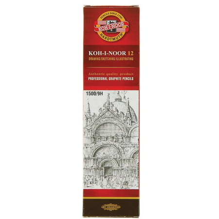 Карандаш чернографитный KOH-I-NOOR 1500, 1 шт., 9H, корпус желтый, заточенный, 150009H01170 - Карандаши чернографитные