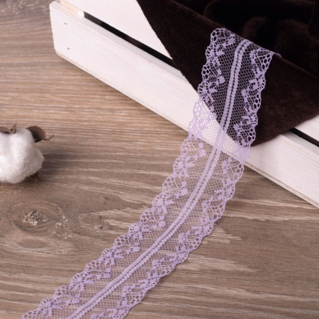 Кружево капроновое, цвет сиреневый, ширина 35 мм