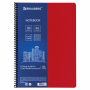 Тетрадь А4, 80 листов, BRAUBERG "Metropolis", спираль пластиковая, клетка, обложка пластик, КРАСНЫЙ, 403391 - Тетради формата А4