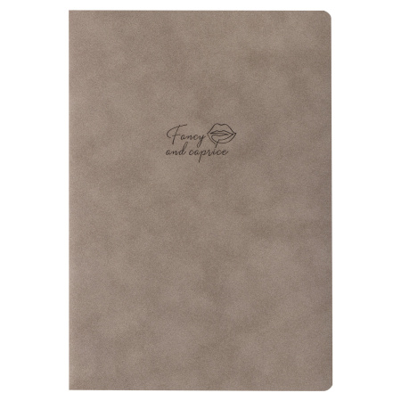 Тетрадь 48 л. в клетку обложка кожзам под замшу, сшивка, A5 (147х210мм), СЕРЫЙ, BRAUBERG CAPRISE, 403859 - Тетради 40-48 листов