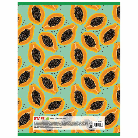 Тетрадь А4, 96 л., STAFF "Basic" скоба, клетка, офсет №2 ЭКОНОМ, обложка картон, "Fruity", 404069 - Тетради формата А4