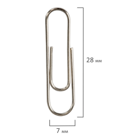 Скрепки STAFF "EVERYDAY", 28 мм, никелированные, 100 шт., в картонной коробке, 226758 - Скрепки канцелярские