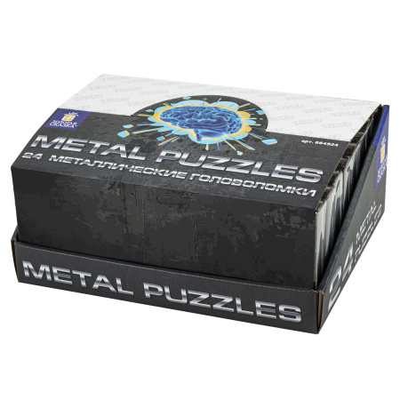 Головоломка металлическая большая ЗОЛОТАЯ СКАЗКА, 24 вида, в дисплее, разные уровни сложности, 664924 - Игрушки развивающие