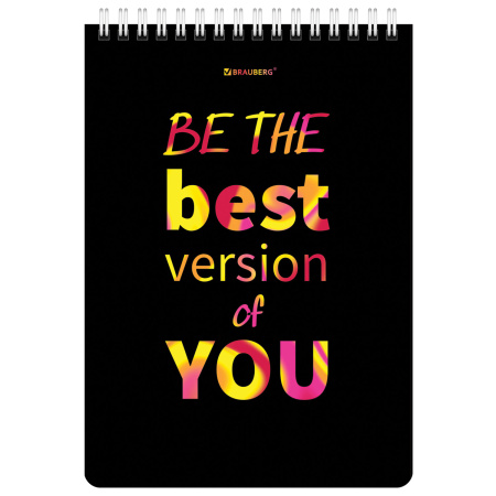 Блокнот А5 (146х206 мм), 80 л., гребень, картон, клетка, BRAUBERG, "Motivation", 114377 - Блокноты