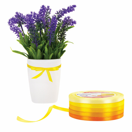 Лента атласная ширина 6 мм, ЖЕЛТЫЙ СПЕКТР набор 5 цветов по 23 м, BRAUBERG, 591495 - Ленты для декора, рукоделия и упаковки подарков