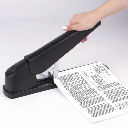 Степлер МОЩНЫЙ №24/6-23/24 BRAUBERG "Heavy duty MX", до 200 листов, черный, 222564 - Степлеры мощные