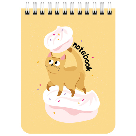 Блокнот МАЛЫЙ ФОРМАТ А6 108х145 мм, 40 л., гребень, картон, клетка, BRAUBERG KIDS, "Котики", 114396 - Блокноты