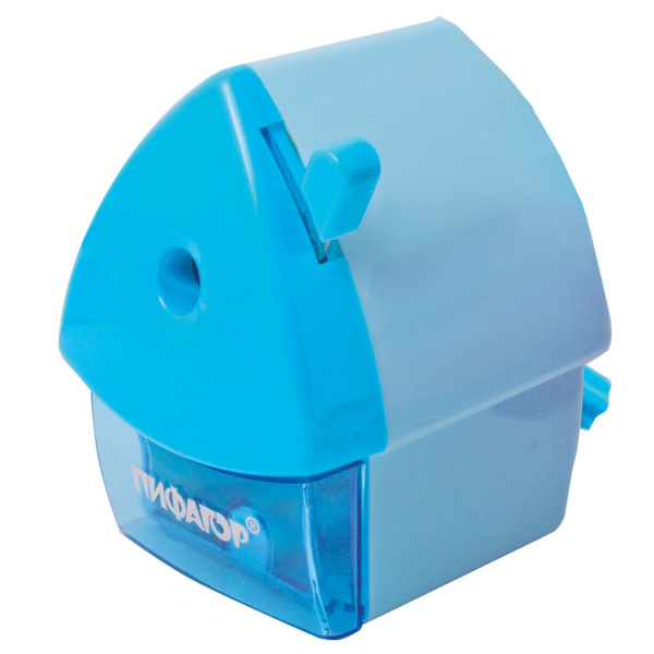 Точилка механическая ПИФАГОР "Домик гнома", металлический механизм, корпус голубой, 270425 - Точилки механические