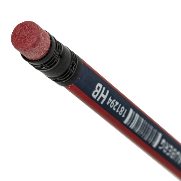 Карандаш чернографитный BRAUBERG, 1 шт., "Stripes", HB, трехгранный, с ластиком, корпус синий/красный, 181294 - Карандаши чернографитные