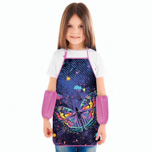 Фартук с нарукавниками для уроков труда ЮНЛАНДИЯ, 45х54 см, "Colorful butterfly", 271041 - Аксессуары для рисования