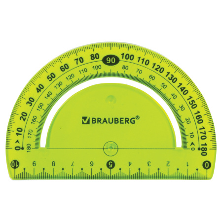 Транспортир 10 см гибкий BRAUBERG "FLEX", пластиковый, 180 градусов, ассорти, европодвес, 210676 - Транспортиры