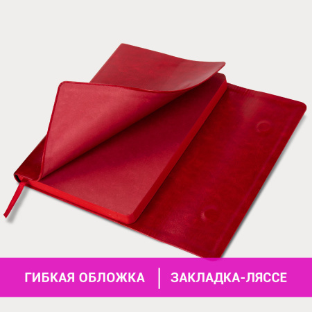 Ежедневник с магнитным клапаном недатированный, под кожу, А5, красный, BRAUBERG "Magnetic X", 113281 - Ежедневники с покрытием "под кожу и ткань"
