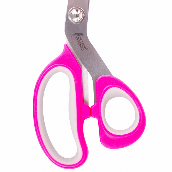 Ножницы портновские ОСТРОВ СОКРОВИЩ ПРЕМИУМ, 210 мм, фуксия с резиновыми серыми вставками, 237454 - Ножницы для хобби и рукоделия