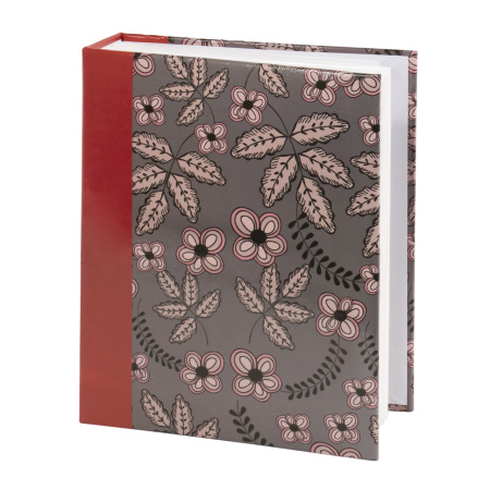 Фотоальбом BRAUBERG на 200 фото 10х15 см, твердая обложка, "Флора", серый с красным, 391121 - Фотоальбомы