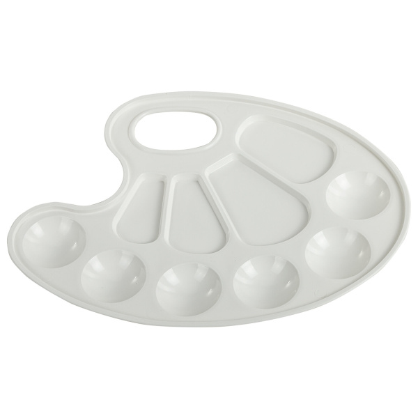 Палитра для рисования BRAUBERG KIDS, белая, овальная, 10 ячеек, 192353 - Аксессуары для рисования