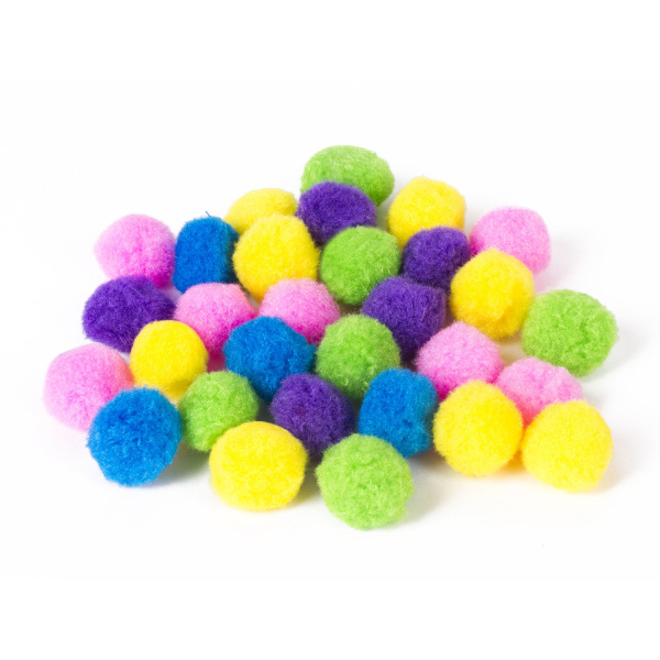 Помпоны для творчества, 5 цветов, 25 мм, 30 шт., ОСТРОВ СОКРОВИЩ, 661424 - Помпоны для творчества