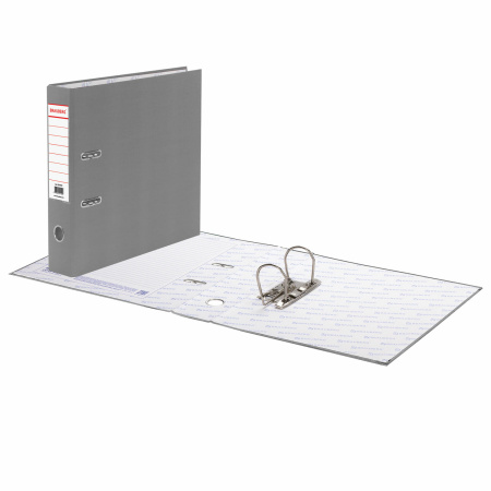Папка-регистратор BRAUBERG с покрытием из ПВХ, 70 мм, серая (удвоенный срок службы), 221819 - Папки-регистраторы с арочным механизмом
