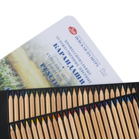 Набор профессиональных цветных карандашей "Мастер-Класс", 48 цветов, в жестяном пенале - Карандаши цветные и акварельные профессиональные