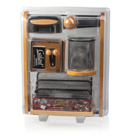 Набор настольный GALANT "Wood&Metal", 8 предметов, светлое дерево и черный металл, 230878 - Настольные наборы и аксессуары из дерева