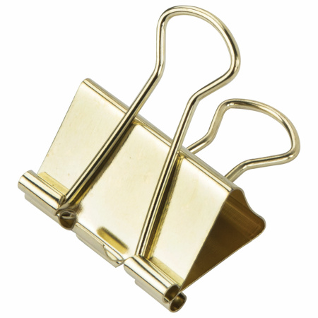 Зажимы для бумаг BRAUBERG EXTRA, КОМПЛЕКТ 12 шт., 32 мм, на 140 л., золотистые, европодвес, 229587 - Зажимы для бумаг