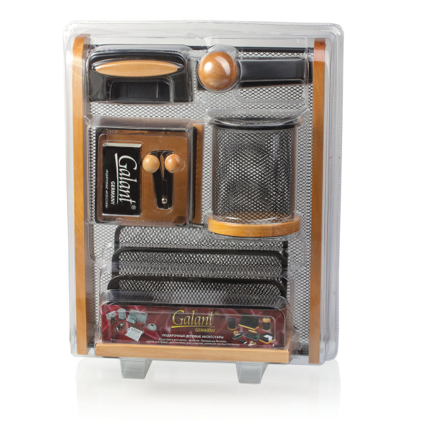 Набор настольный GALANT "Wood&Metal", 8 предметов, светлое дерево и черный металл, 230878 - Настольные наборы и аксессуары из дерева