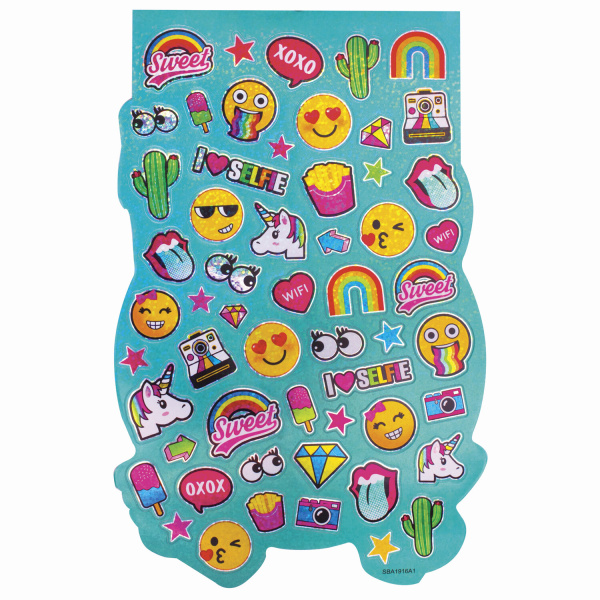 Альбом со сверкающими наклейками "Смайлики", 4 листа, более 250 шт., склейка, ЮНЛАНДИЯ, 662699 - Наклейки
