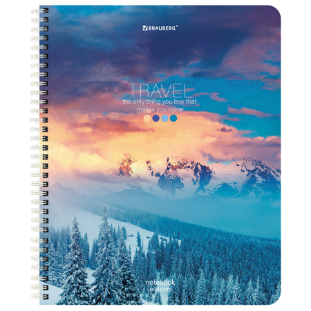 Тетрадь А5, 96 л., BRAUBERG, гребень, клетка, "Travel" (микс в спайке), 404426 - Тетради более 60 листов