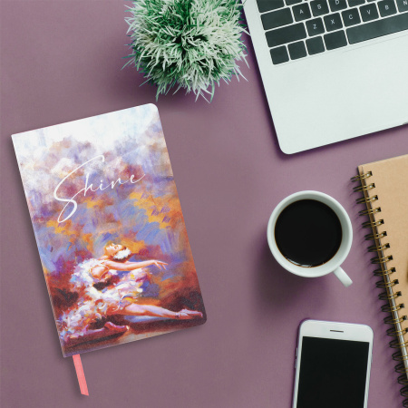 Ежедневник недатированный А5 (138х213 мм), BRAUBERG VISTA, под кожу, гибкий, 136 л., "Ballet", 112002 - Ежедневники с покрытием "под кожу и ткань"