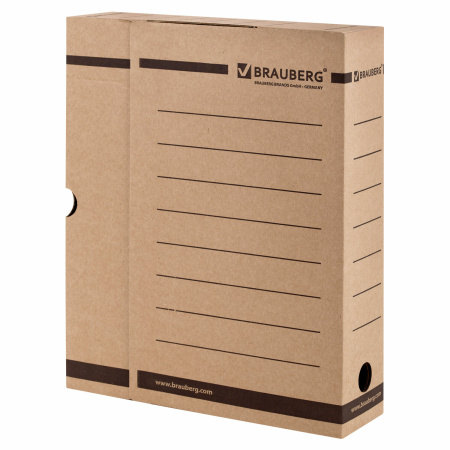 Короб архивный с клапаном А4 (260х325 мм), 75 мм, до 700 листов, плотный, микрогофрокартон, BRAUBERG, 126509 - Накопители документов
