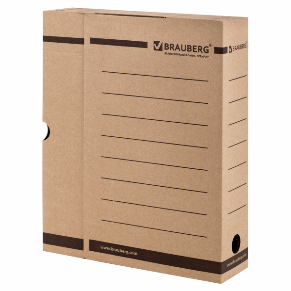 Короб архивный с клапаном А4 (260х325 мм), 75 мм, до 700 листов, плотный, микрогофрокартон, BRAUBERG, 126509 - Накопители документов