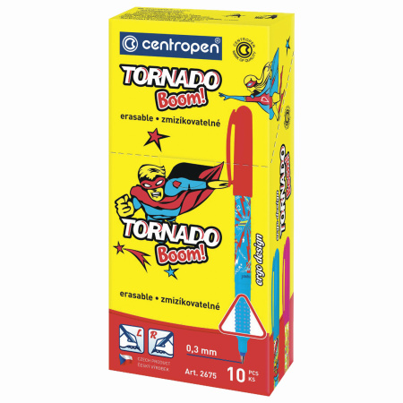 Ручка-роллер СИНЯЯ CENTROPEN "Tornado Boom", корпус с печатью, 0,5 мм, линия 0,3 мм, 2675, 3 2675 1005 - Ручки-роллеры
