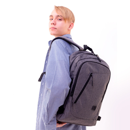 Рюкзак BRAUBERG URBAN универсальный, с отделением для ноутбука, USB-порт, "Charge", серый, 46х31х15 см, 271655 - Рюкзаки с отделением для ноутбука