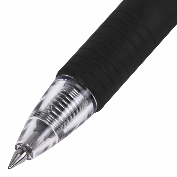 Ручка гелевая автоматическая с грипом PILOT G-2, ЧЕРНАЯ, корпус прозрачный, узел 0,5 мм, линия письма 0,3 мм, BL-G2-5 - Ручки гелевые автоматические