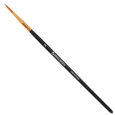 Кисти синтетика BRAUBERG, НАБОР 10 шт., черные (Круглые; Овальные; Плоские; Лайнеры), 201028 - Кисти для рисования