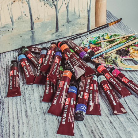 Краски масляные художественные НАБОР "PREMIERE 36 штук 32 цвета!", в тубах 22 мл, BRAUBERG ART, 192009 - Масляные краски художественные в наборах