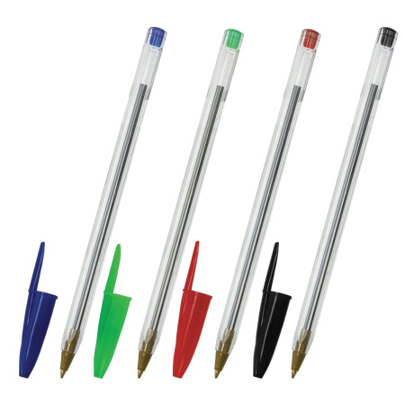 Ручки шариковые STAFF "Basic Budget BP-04", НАБОР 4 ЦВЕТА, линия письма 0,5 мм, 143872 - Ручки шариковые неавтоматические