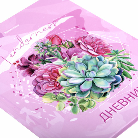 Дневник 5-11 класс 48 л., твердый, BRAUBERG, глянцевая ламинация, с подсказом, "Кактусы", 106628 - Дневники для старших классов