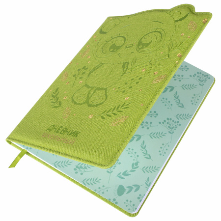 Дневник 1-4 класс 48 л., кожзам (твердая с поролоном), фигурный край, фольга, ЮНЛАНДИЯ, "Панда", 106182 - Дневники для младших классов