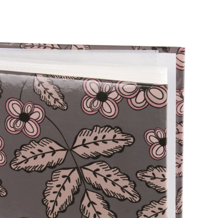 Фотоальбом BRAUBERG на 200 фото 10х15 см, твердая обложка, "Флора", серый с красным, 391121 - Фотоальбомы